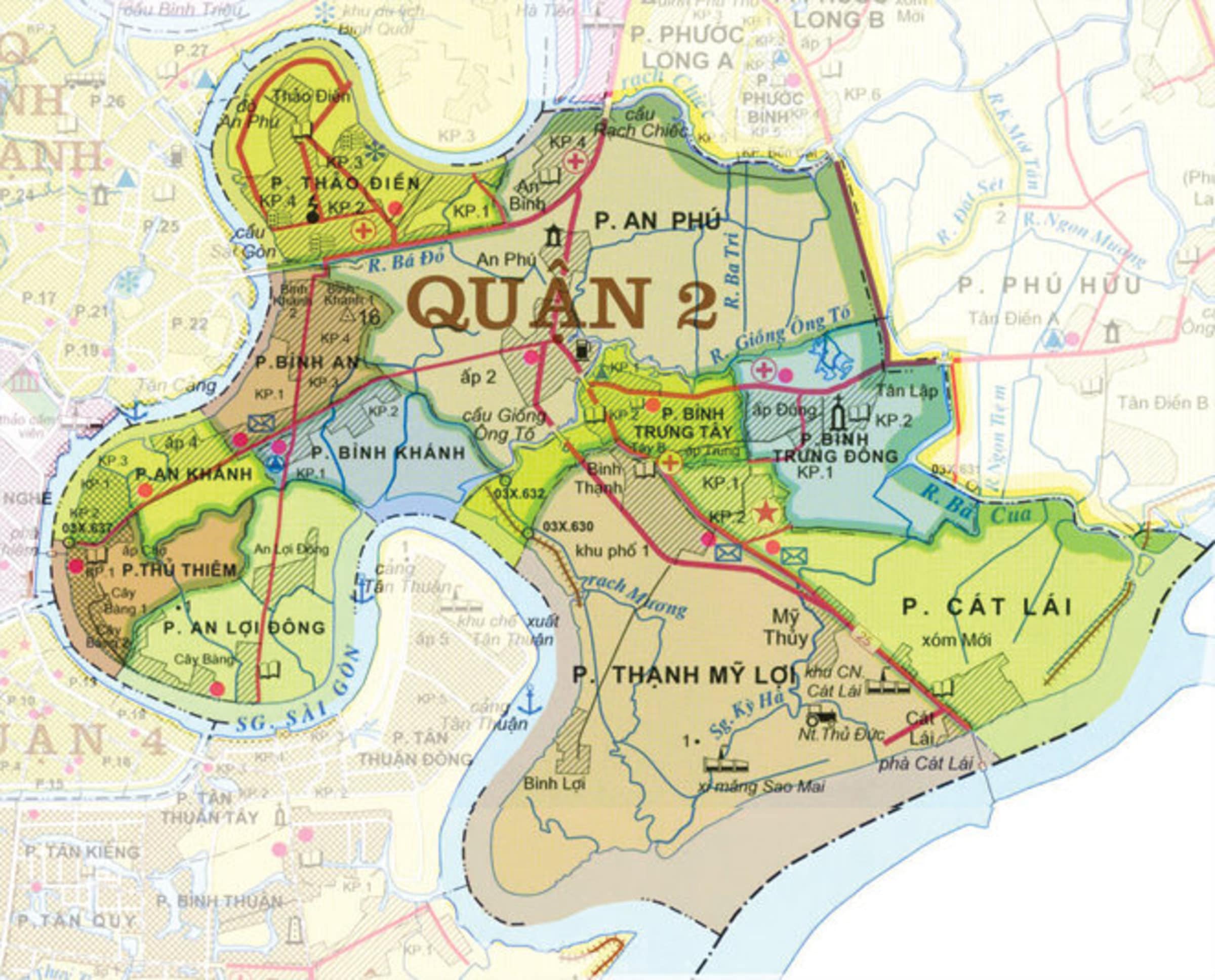 bản đồ hành chính quận 2