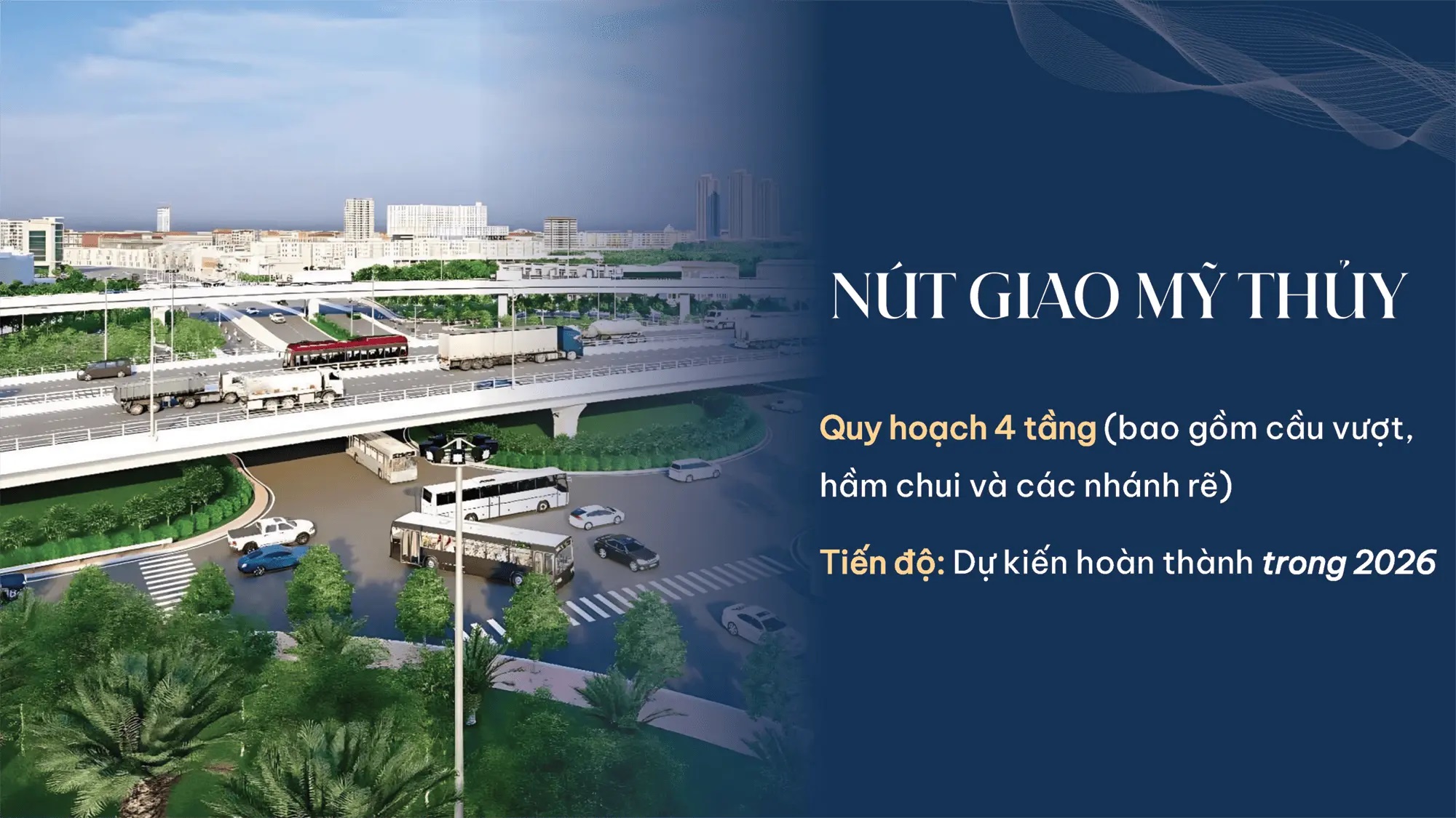 Nút giao Mỹ Thủy quy hoạch 4 tầng hiện đại, dự kiến hoàn thành 2026, kết nối thuận tiện đến dự án