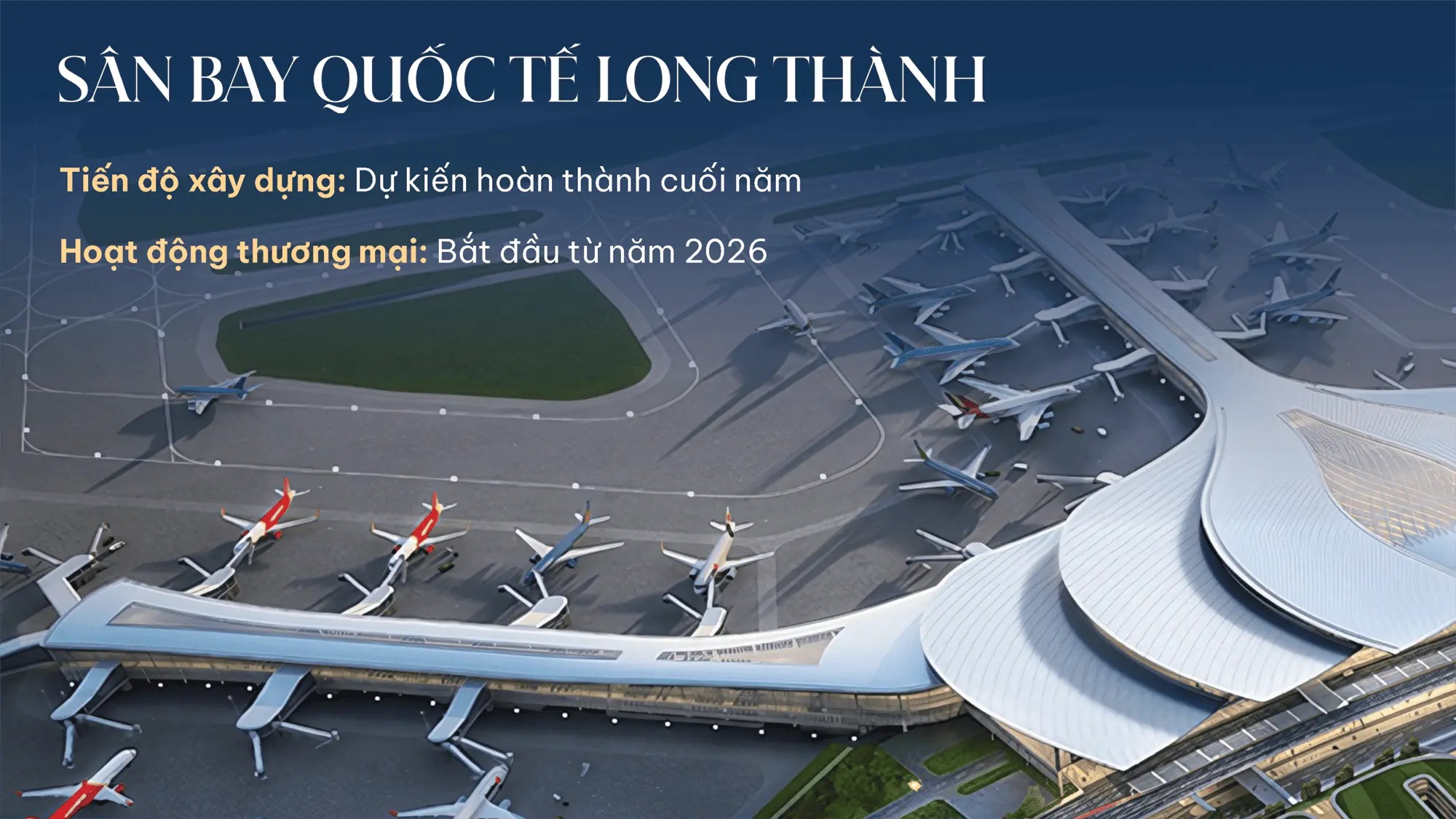 Sân bay quốc tế Long Thành hoàn thành cuối năm, hoạt động thương mại từ 2026, thuận tiện di chuyển quốc tế