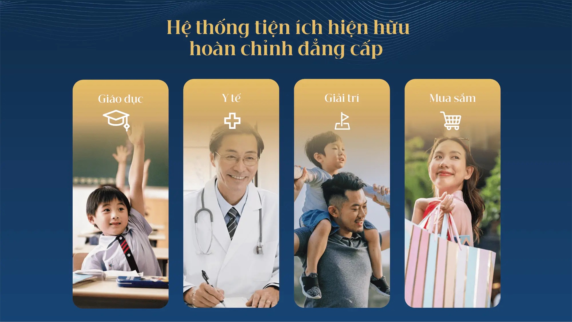 Hệ thống tiện ích hiện hữu hoàn chỉnh đẳng cấp giáo dục quốc tế, y tế chất lượng, giải trí đa dạng, mua sắm tiện lợi