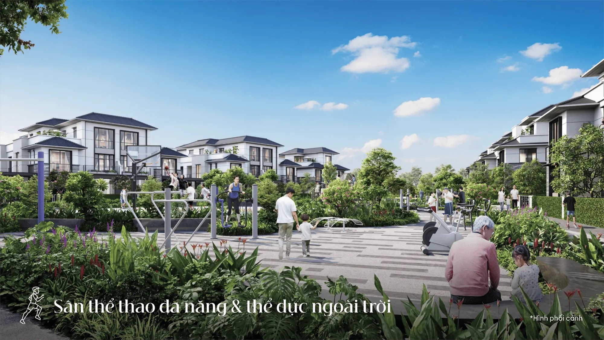 Sân thể thao đa năng và khu thể dục ngoài trời hiện đại cho cộng đồng năng động