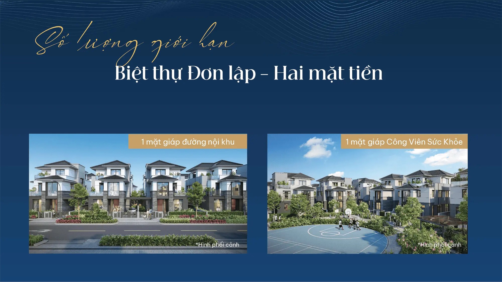 Số lượng giới hạn biệt thự đơn lập hai mặt tiền – đường nội khu và công viên sức khỏe