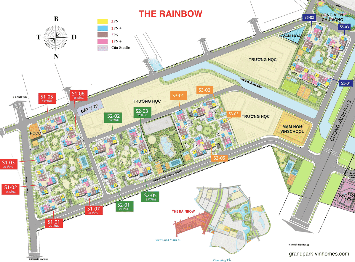 bản đồ mặt bằng the rainbow vinhomes grand park quận 9