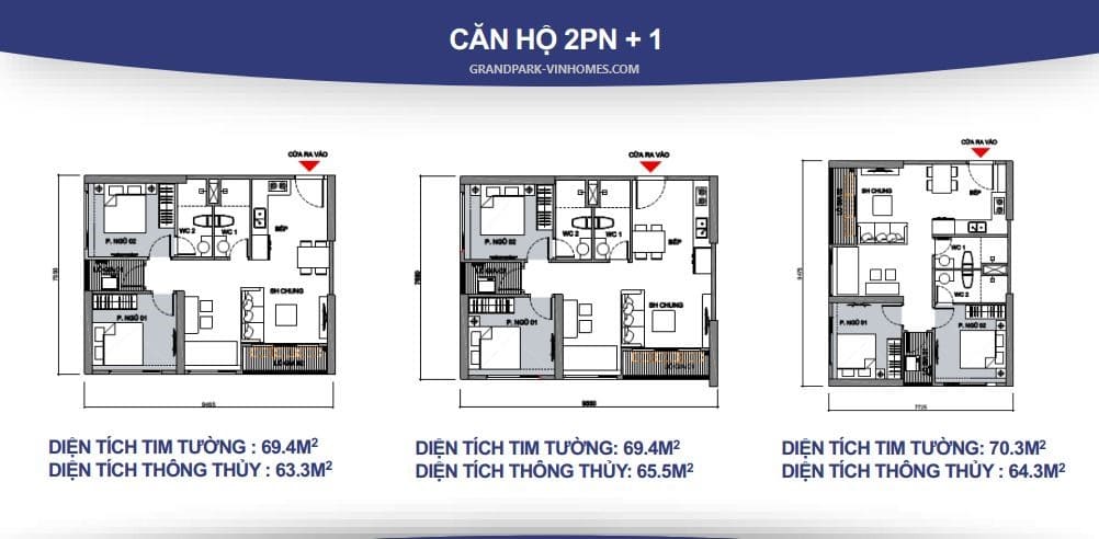 cấu trúc thiết kế căn hộ 2pn vinhomes
