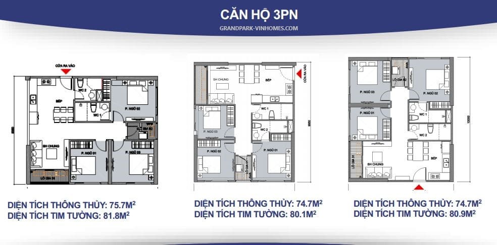 layout thiết kế căn hộ 3pn vinhomes