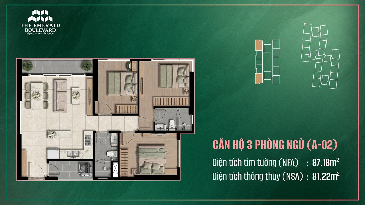 LOẠI HÌNH CĂN HỘ 3 PHÒNG NGỦ – 2 PHÒNG TẮM (VỊ TRÍ GÓC A.02)