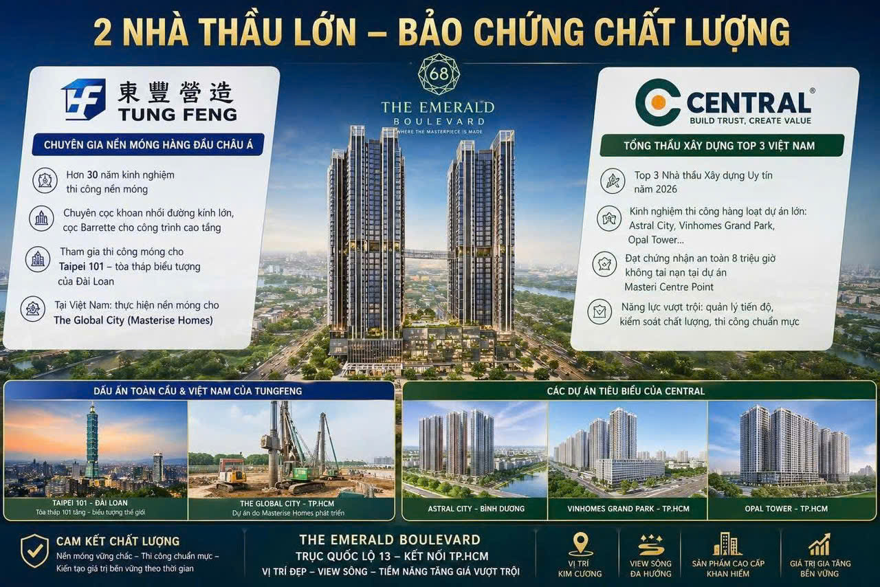 hai nhà thầu lớn xây dựng dự án the emerald boulevard