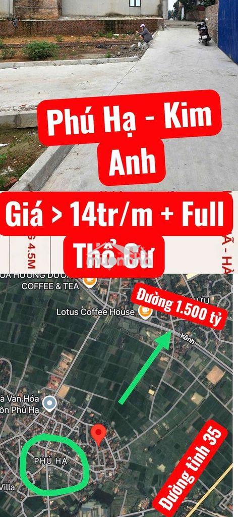 Giá 14tr/m đất phú hạ full thổ cư xung quanh giá toàn trên 20tr