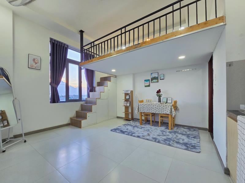 Cho thuê căn hộ khu vực tân phú - duplex có gác lớn và cửa sổ lớn full nội thất