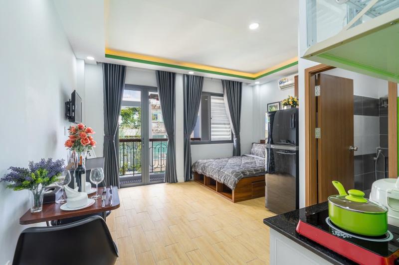 Cho thuê căn hộ ban công rộng, full nội thất xịn - đinh bộ lĩnh, bình thạnh gần hutech, uef, vlu, uth, ftu