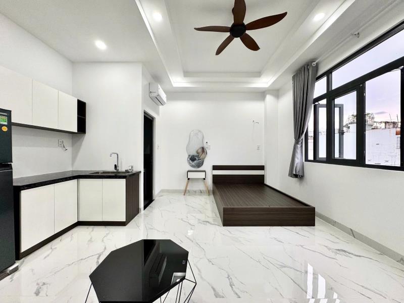 Căn hộ studio tone trắng đen - full nội thất - cửa sổ trời | ngay đh văn hiến - 2