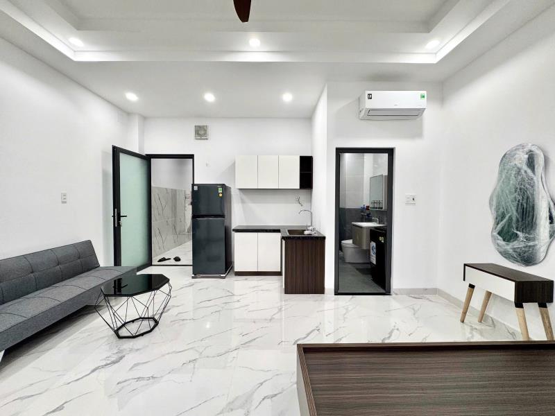 Căn hộ studio tone trắng đen - full nội thất - cửa sổ trời | ngay đh văn hiến - 3