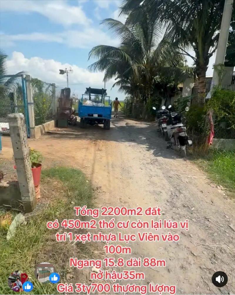 Bán đất thổ + lúa thích hợp xây nhà vườn xã đức lập hạ tdt 2200m2 ( 450m2 thổ) giá 3,7 tỷ - 3