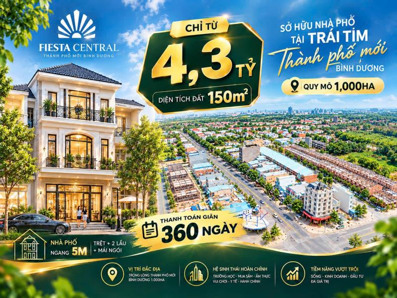 Nhà phố fiesta central – dòng sản phẩm tích sản an toàn với sổ hồng sẵn