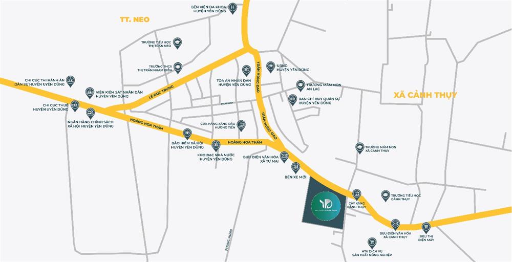 Vị trí dự án Yên Dũng Green Park trên bản đồ Vị trí dự án Yên Dũng Green Park